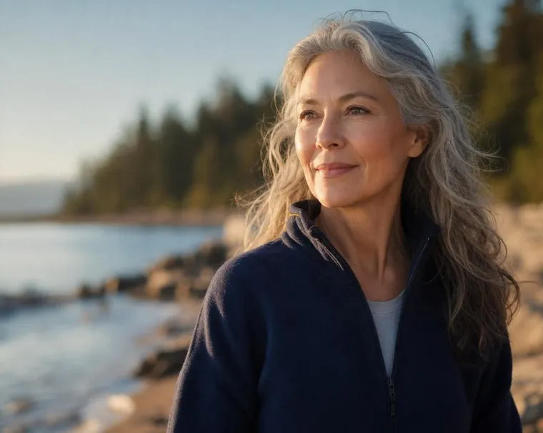 Healthy, vital adult outdoors in morning light