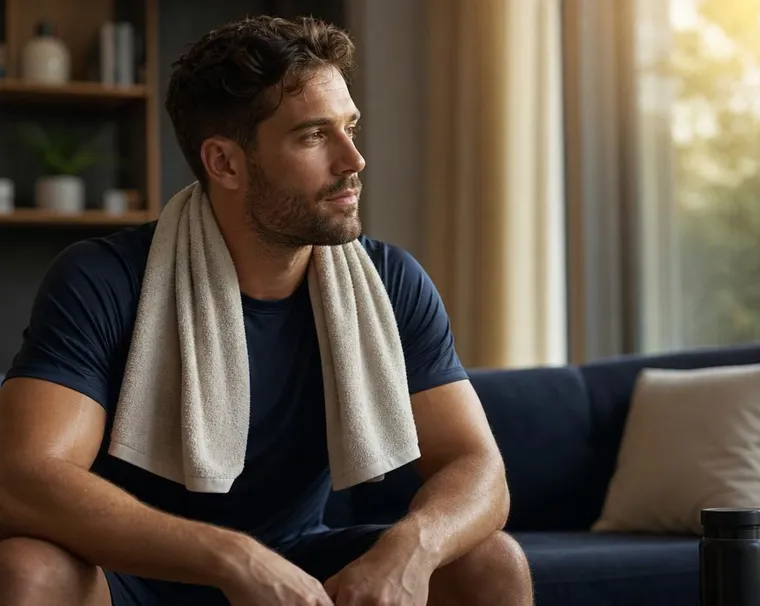 Active person resting after exercise